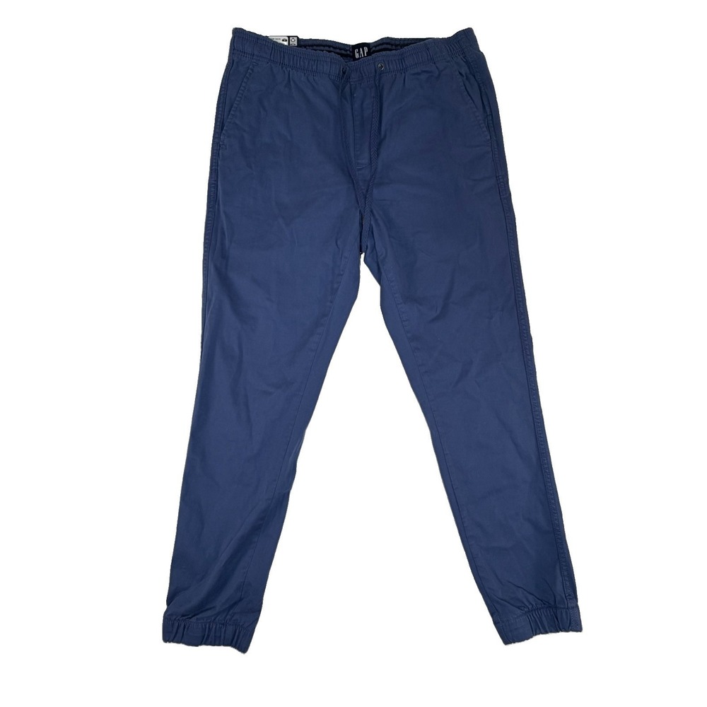 New GAP Twill Jogger Pants Men's Sz Medium M Blue Indigo Drawstrings NWT
